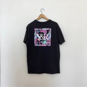 🌿 Y&R | Black Tee w/ Tropical Back Graphic